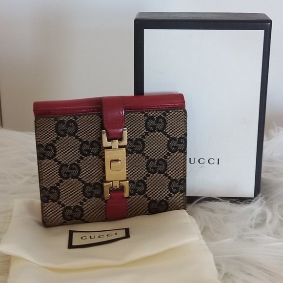 Gucci Other - VGUC Gucci GG Supreme Red Leather & Canvas Jackiel Wallet w/ Box & Dust Cover